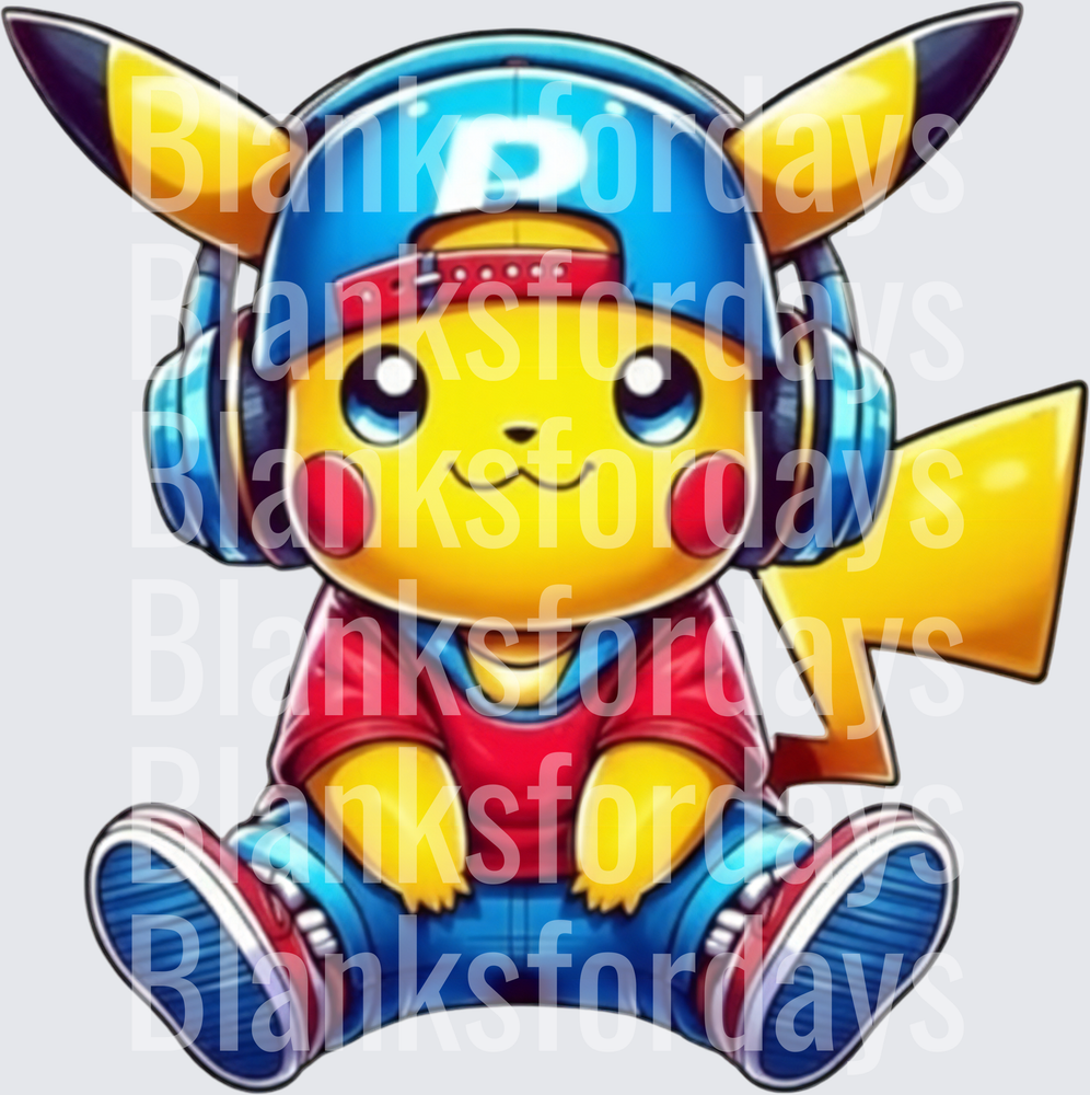 Pikachu Hip Hop Streetwear Headphones Snapback Cap (DTF)