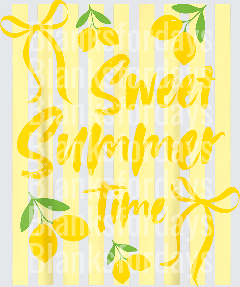 Sweet Summertime Lemon Ribbon Yellow Stripe Design (DTF)