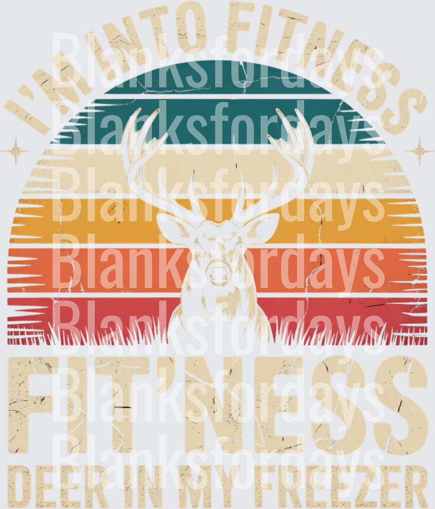 I'm Into Fitness Deer In My Freezer Retro Sunset Buck (DTF)