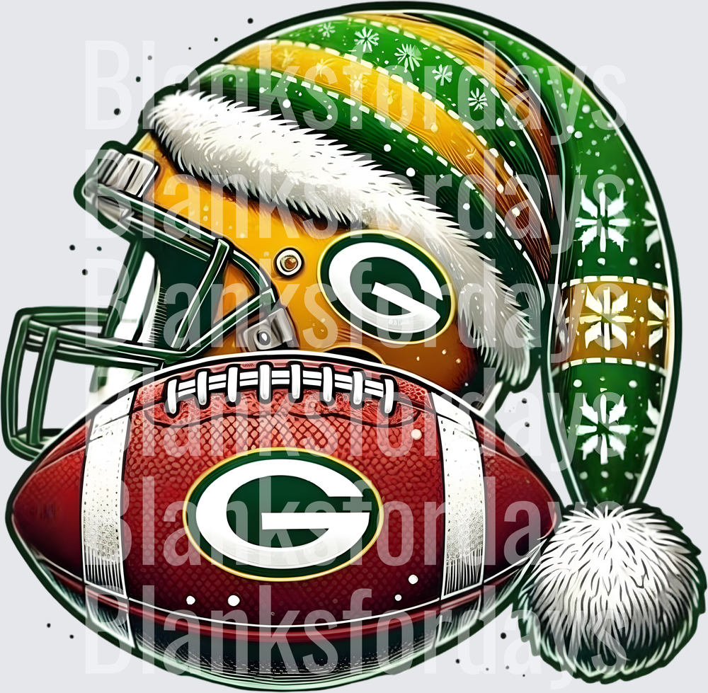 Green Bay Packers Christmas Santa Hat Helmet Football (DTF)