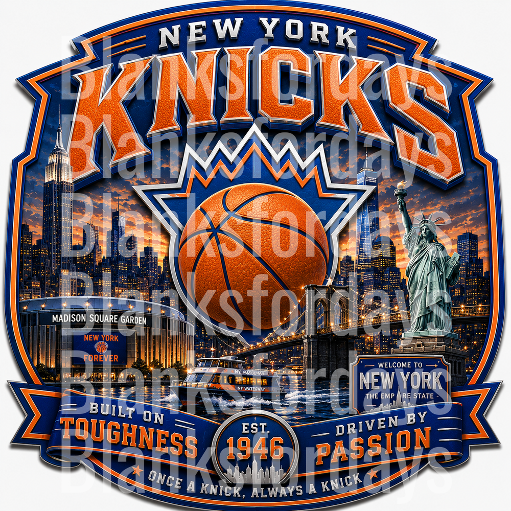 New York Knicks Est. 1946 NYC Skyline Badge Design (DTF)