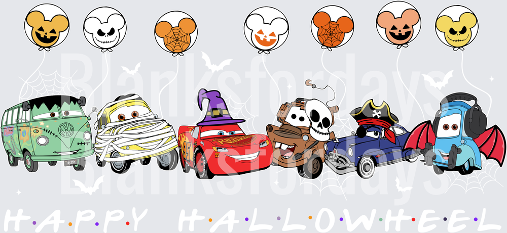 Happy Hallowheel Cars Characters Halloween Costumes Mickey Balloons (DTF)
