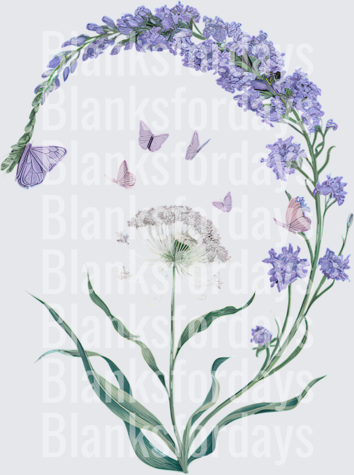 Lavender Floral Arch with Butterflies and Dandelion Botanical (DTF)