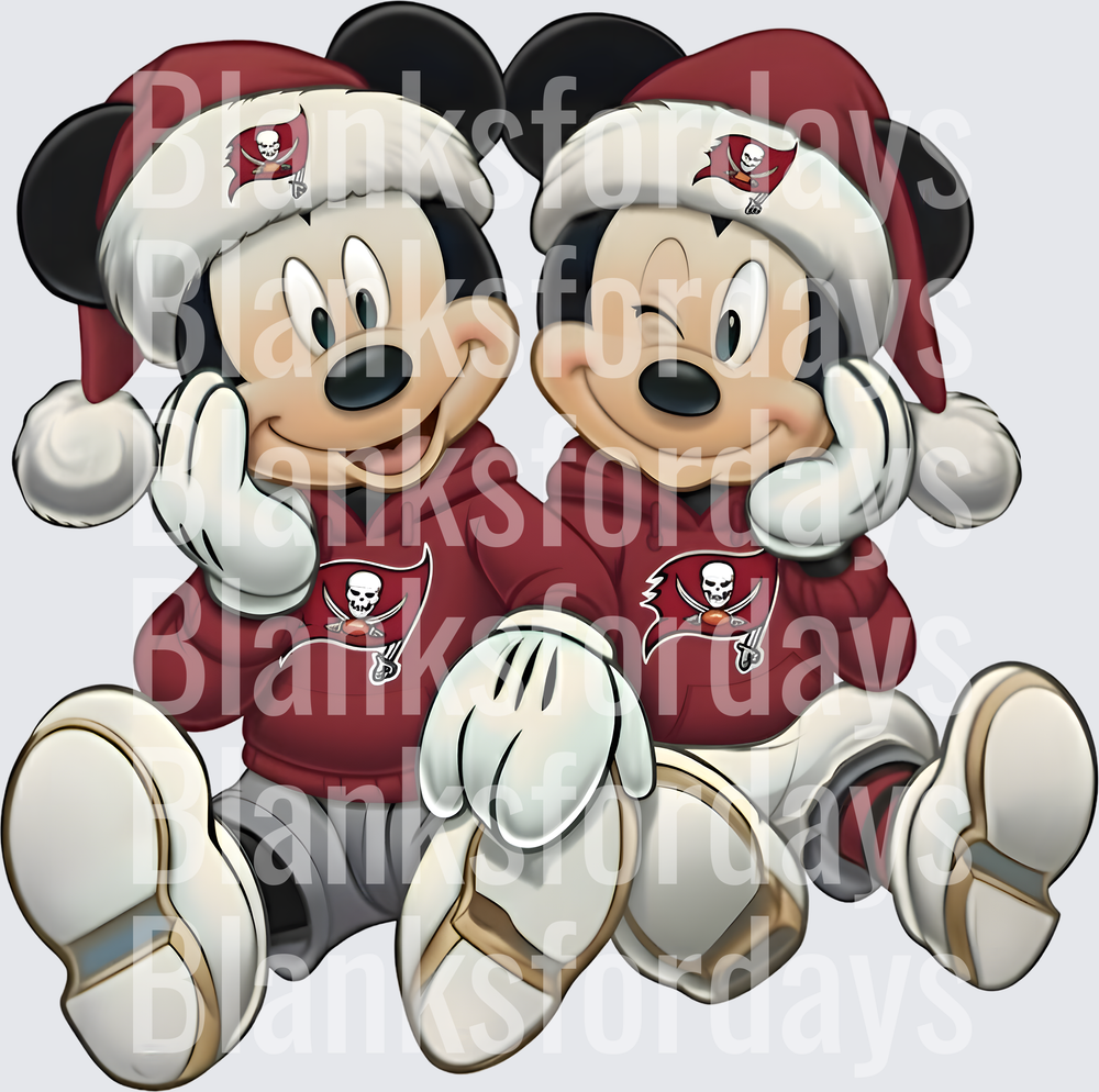 Mickey and Minnie Mouse Tampa Bay Buccaneers Christmas Santa (DTF)