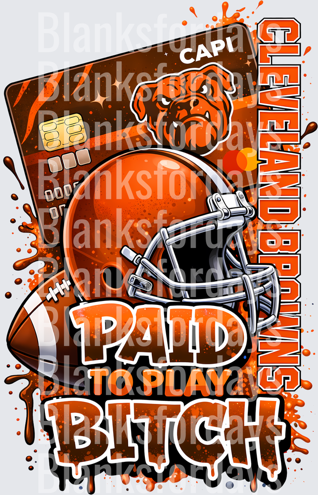 Cleveland Browns Paid To Play Bitch Credit Card Drip Design (DTF)