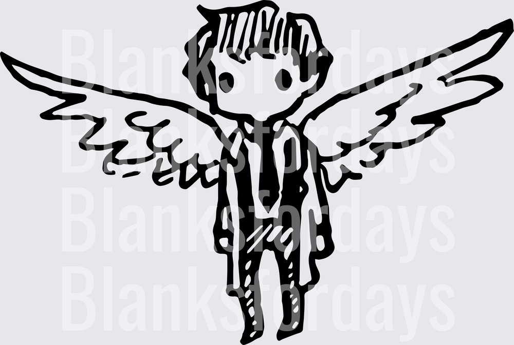 Castiel Chibi Angel Wings Suit Supernatural Fan Art (DTF)