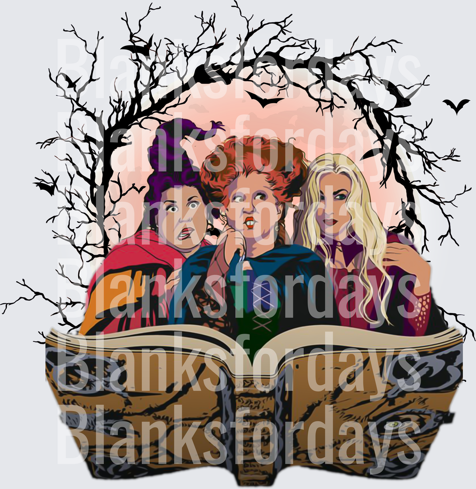 Sanderson Sisters Rising from Spell Book Halloween Witches (DTF)