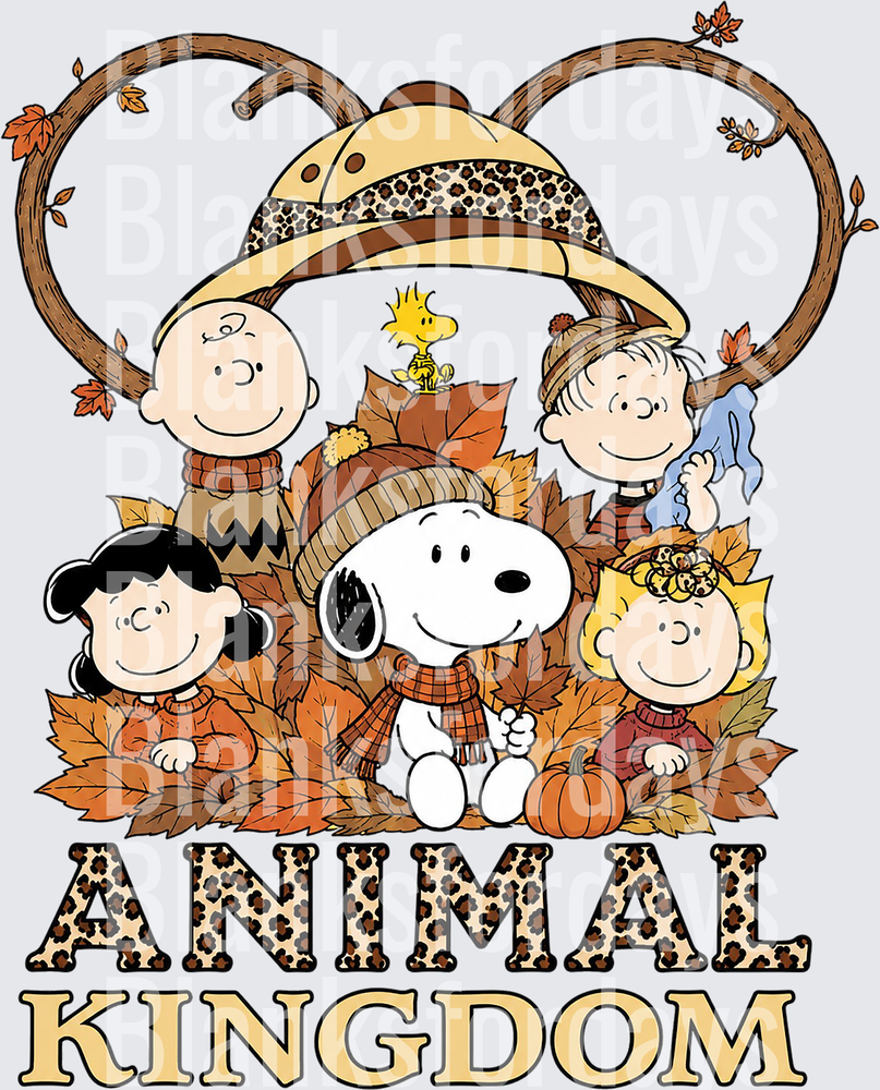 Peanuts Gang Animal Kingdom Fall Autumn Safari Mickey Ears (DTF)