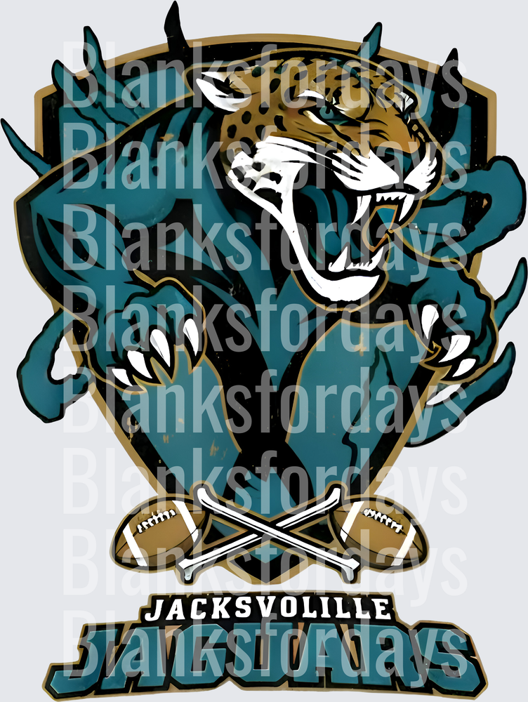 Jacksonville Jaguars Vintage Shield Mascot Crossed Footballs (DTF)
