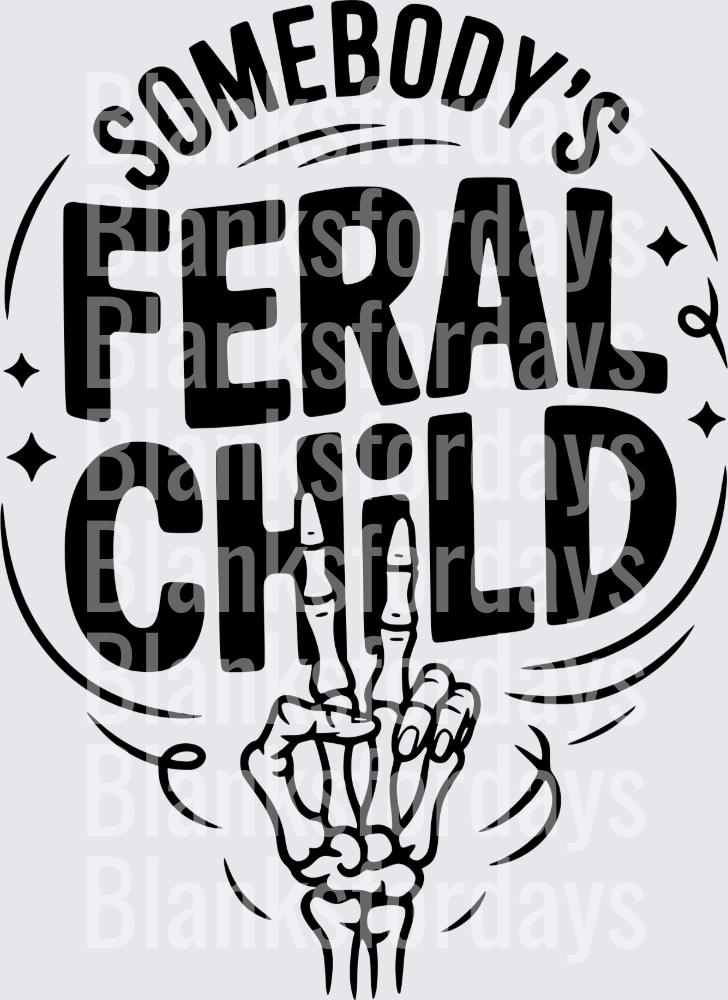 Somebody's Feral Child Skeleton Hand Peace Sign (DTF)