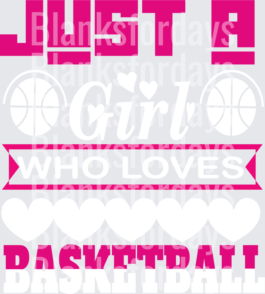 Just A Girl Who Loves Basketball Pink Hearts Design (DTF)