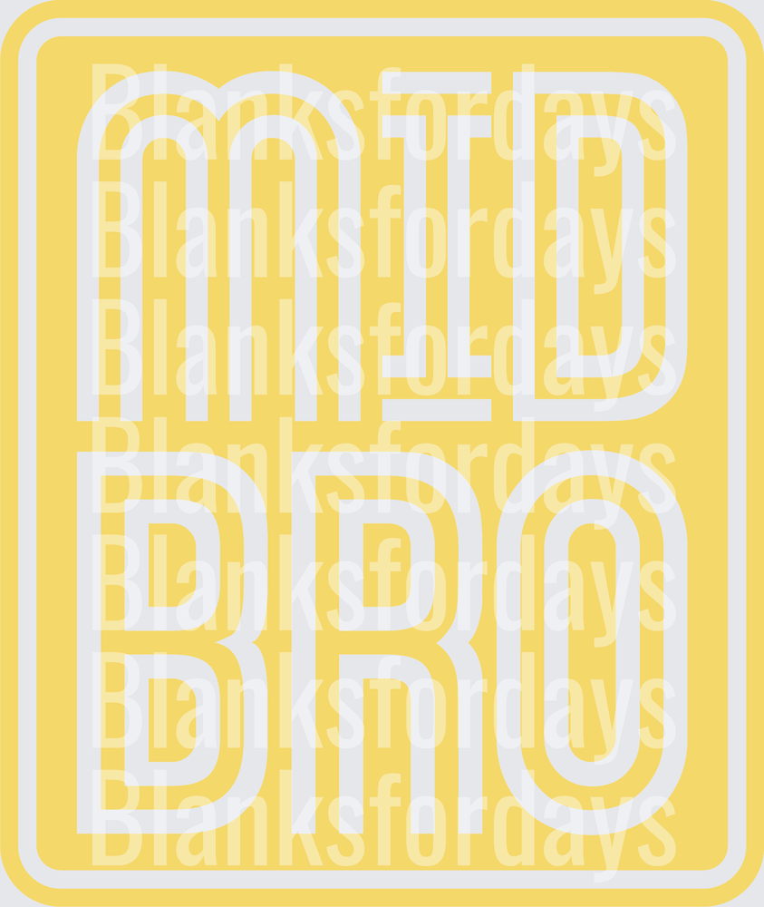 Mid Bro Yellow Rounded Badge Bold Typography Design (DTF)
