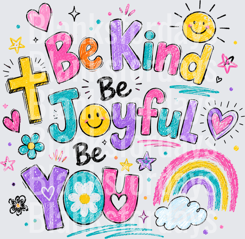 Be Kind Be Joyful Be You Colorful Doodle Christian Design (DTF)
