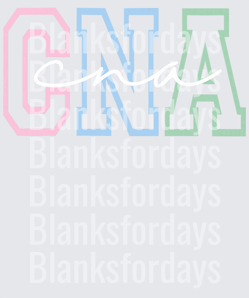 Pastel Varsity Letter CNA Script Overlay Design (DTF)