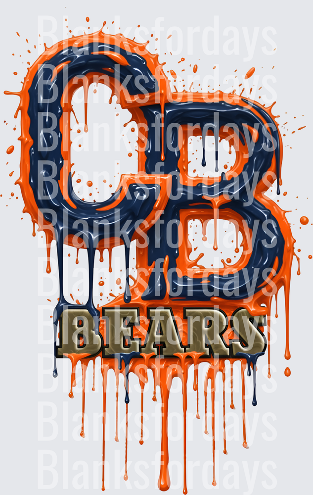 Chicago Bears CB Logo Dripping Paint Splatter Design (DTF)