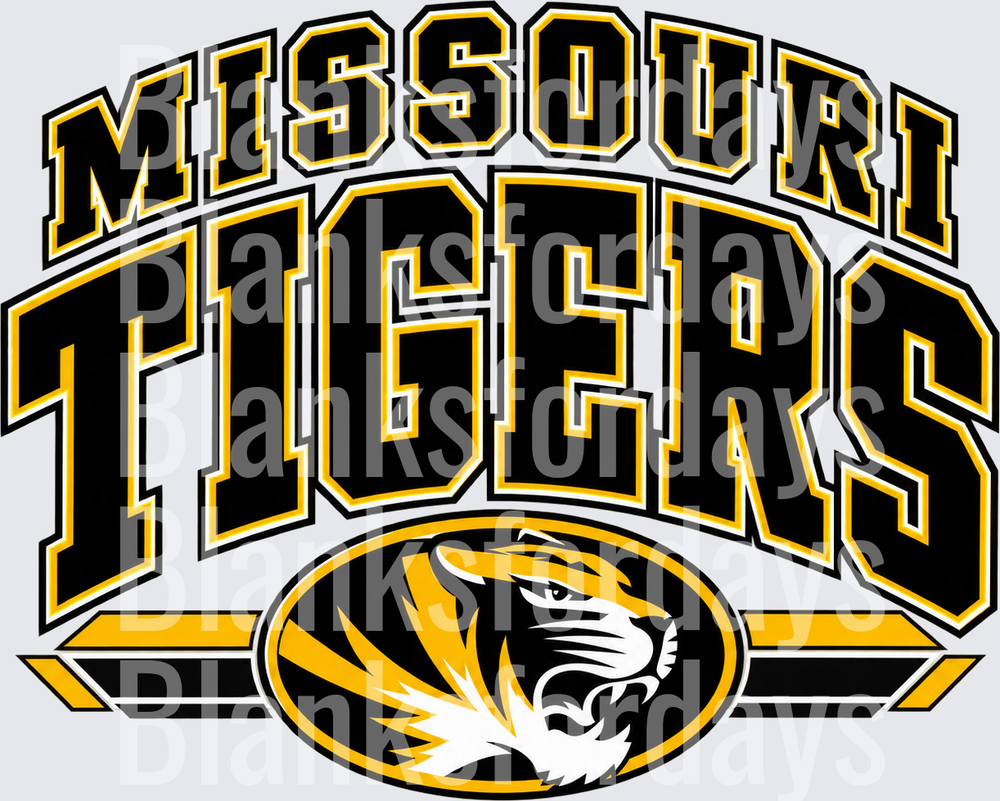 Missouri Tigers Bold Arch Logo with Tiger Mascot Oval (DTF)