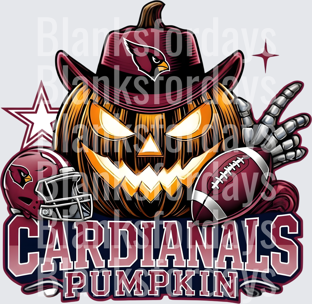 Arizona Cardinals Halloween Jack-O-Lantern Pumpkin Football (DTF)