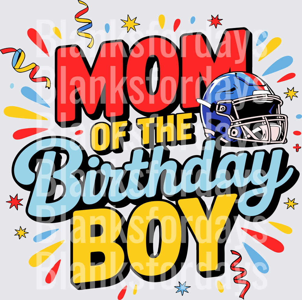 Mom of the Birthday Boy Football Helmet Celebration (DTF)