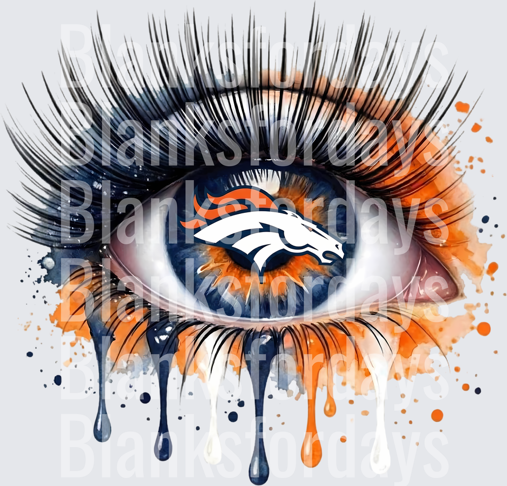 Denver Broncos Watercolor Dripping Eye with Lashes (DTF)