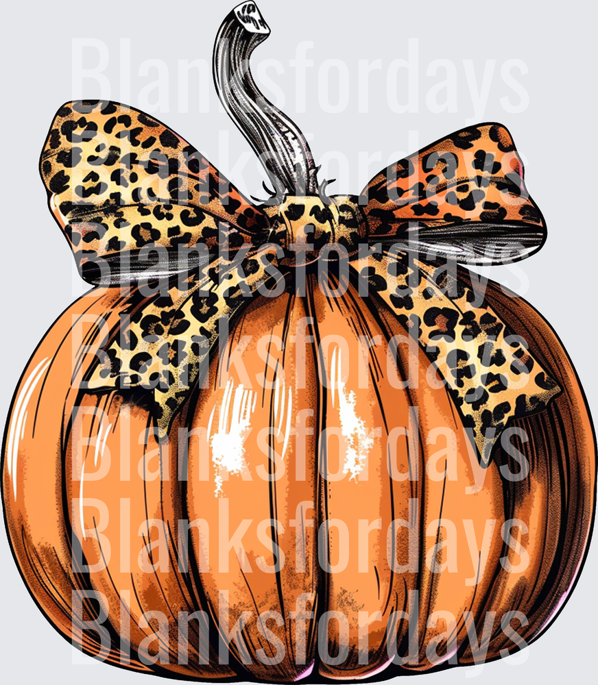 Orange Pumpkin with Leopard Print Bow Fall Harvest (DTF)