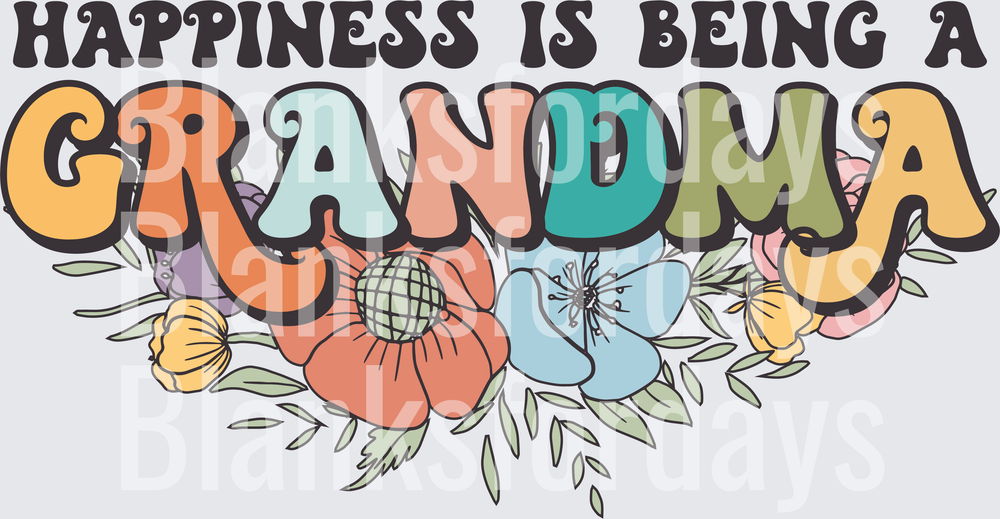 Happiness Is Being A Grandma Retro Floral Design (DTF)