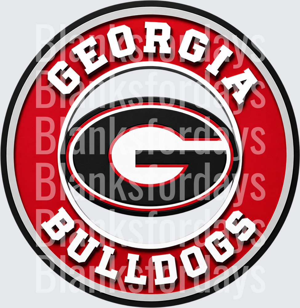 Georgia Bulldogs Circular Logo Red Black White Round Badge (DTF)