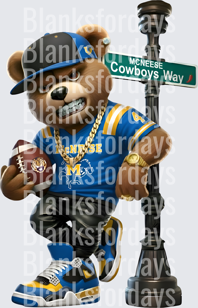 McNeese Cowboys Way Drip Bear Football Street Sign (DTF)