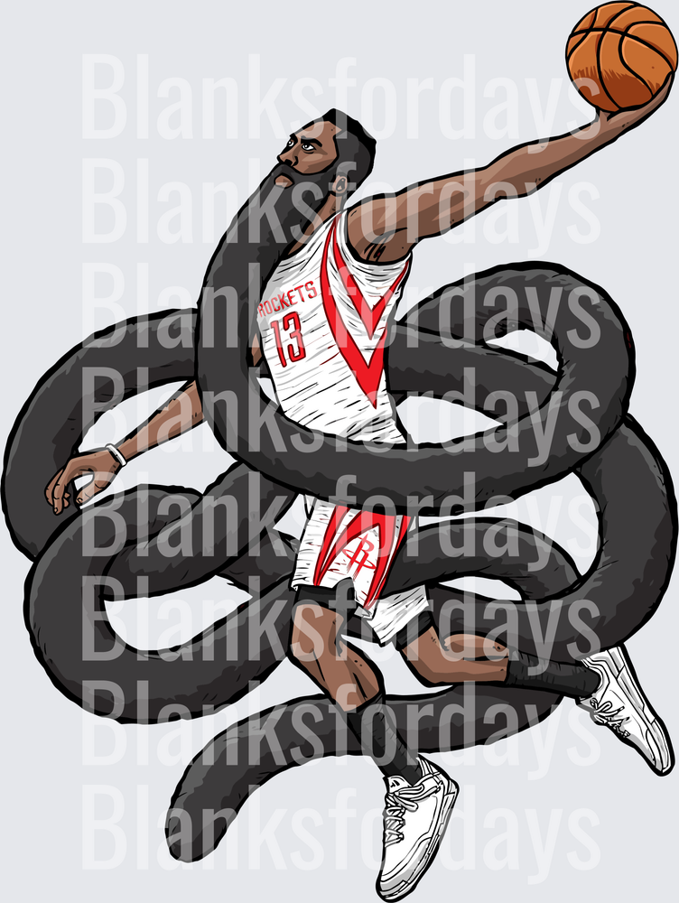 James Harden Rockets 13 Snake Coil Dunk Illustration (DTF)