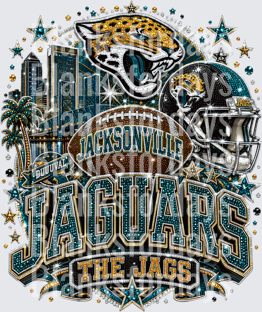 Jacksonville Jaguars Rhinestone Bling Duuuval NFL Fan Design (DTF)