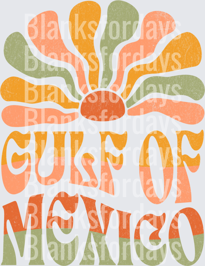 Retro Groovy Gulf of Mexico Floral Daisy Wavy Text Design (DTF)