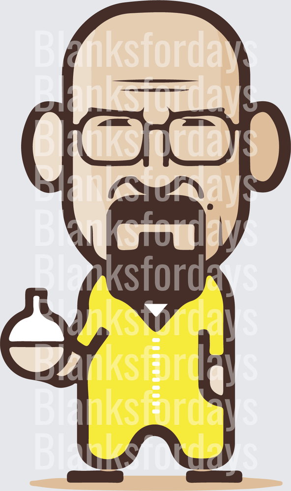 Walter White Heisenberg Chibi Cartoon Yellow Hazmat (DTF)