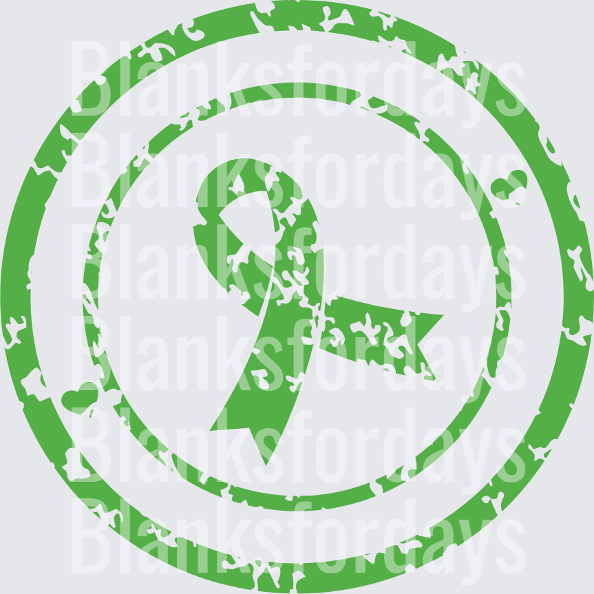 Green Awareness Ribbon Distressed Stamp Circle (DTF)