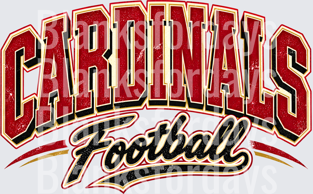 Cardinals Football Arched Distressed Vintage Team Lettering (DTF)