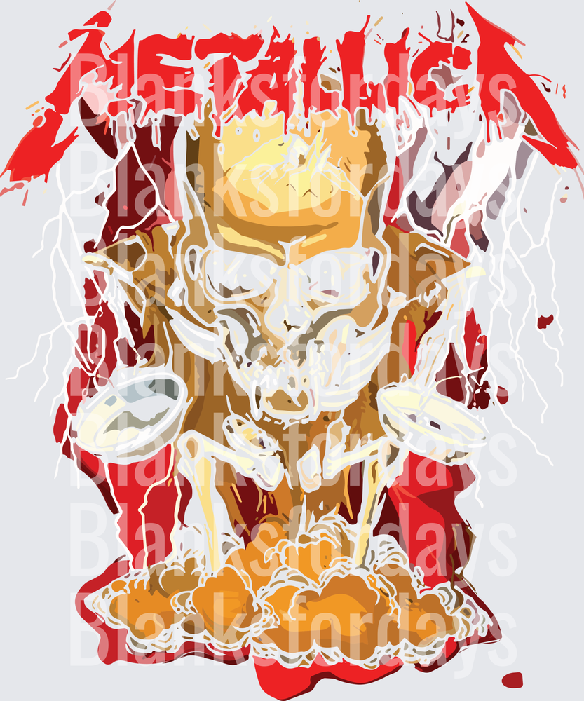 Metallica Flaming Skull Lightning Rock Band Logo Art (DTF)