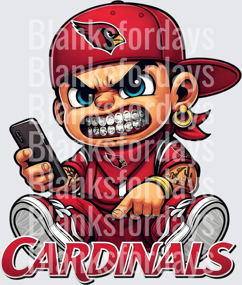 Arizona Cardinals Thug Baby Mascot Grillz Fan Art (DTF)