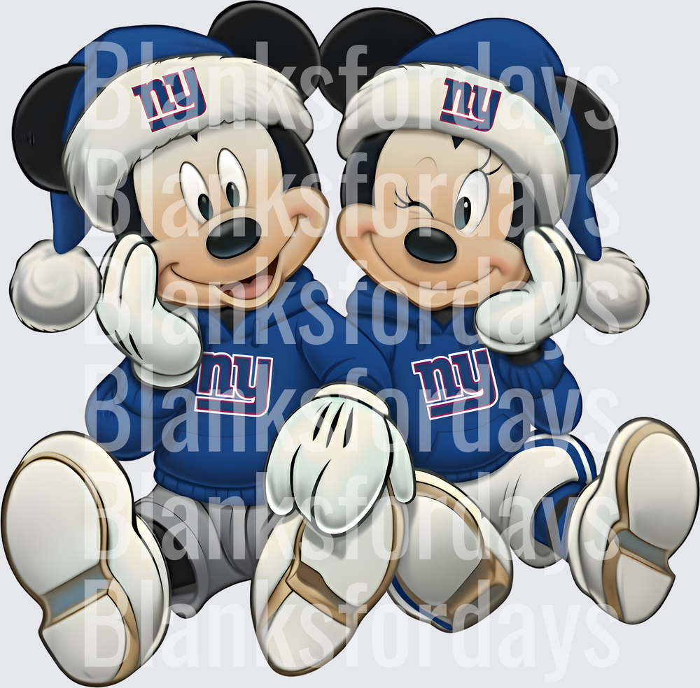 Mickey and Minnie Mouse New York Giants Christmas Santa Hats (DTF)
