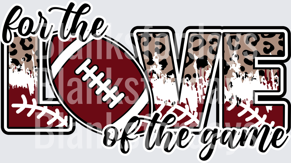 For the Love of the Game Football Leopard Maroon Design (DTF)
