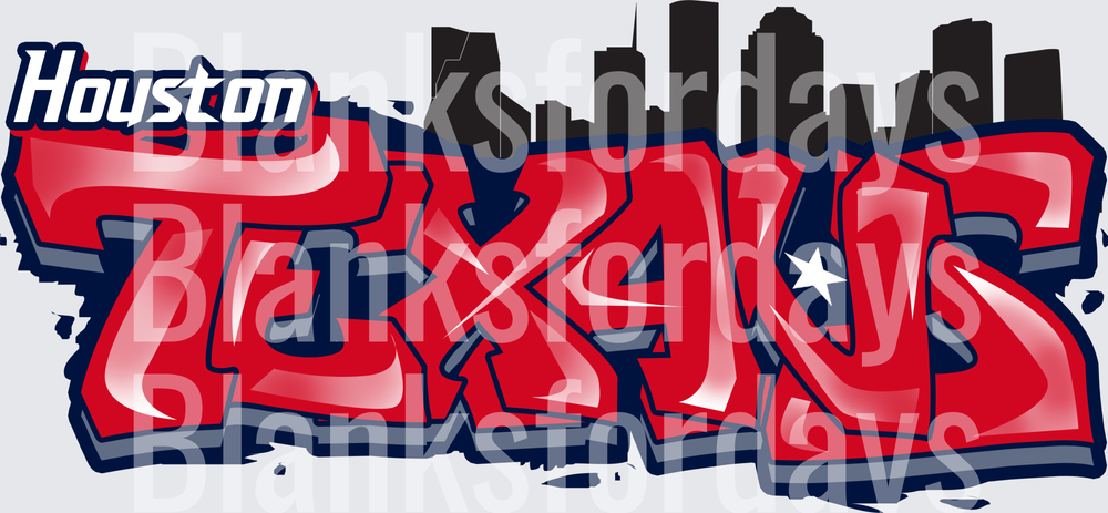 Houston Texas Bold Graffiti Skyline Lettering Design (DTF)