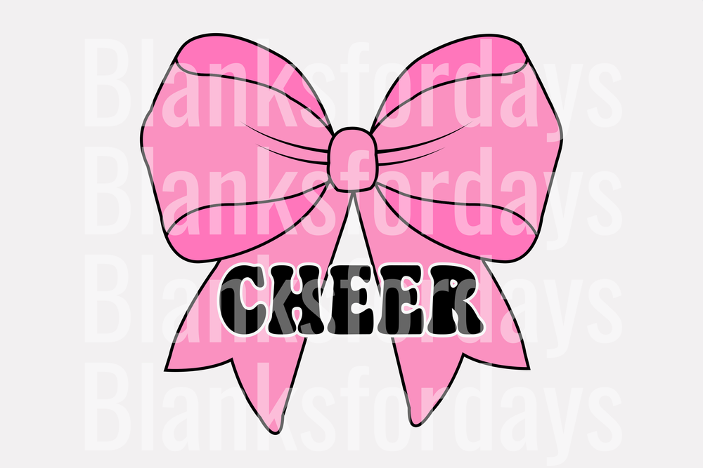 Pink Cheer Bow with Bold Black Cheer Lettering (DTF)