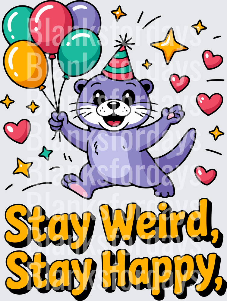 Stay Weird Stay Happy Cute Purple Otter Party Balloons (DTF)