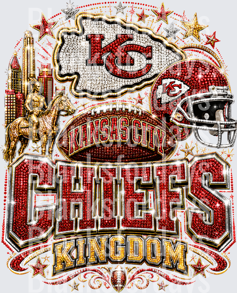 Kansas City Chiefs Kingdom Rhinestone Bling Glam Design (DTF)