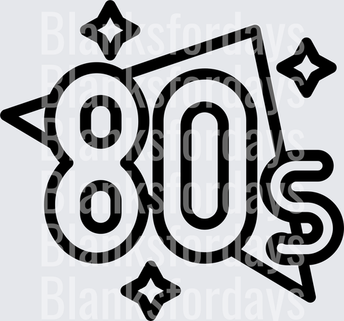 Bold 80s Retro Typography with Stars and Geometric Shapes (DTF)