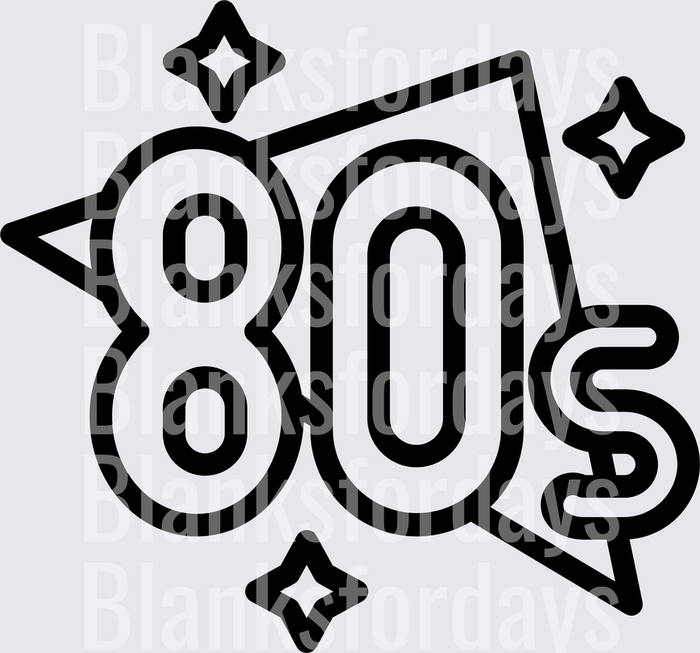 Bold 80s Retro Typography with Stars and Geometric Shapes (DTF)