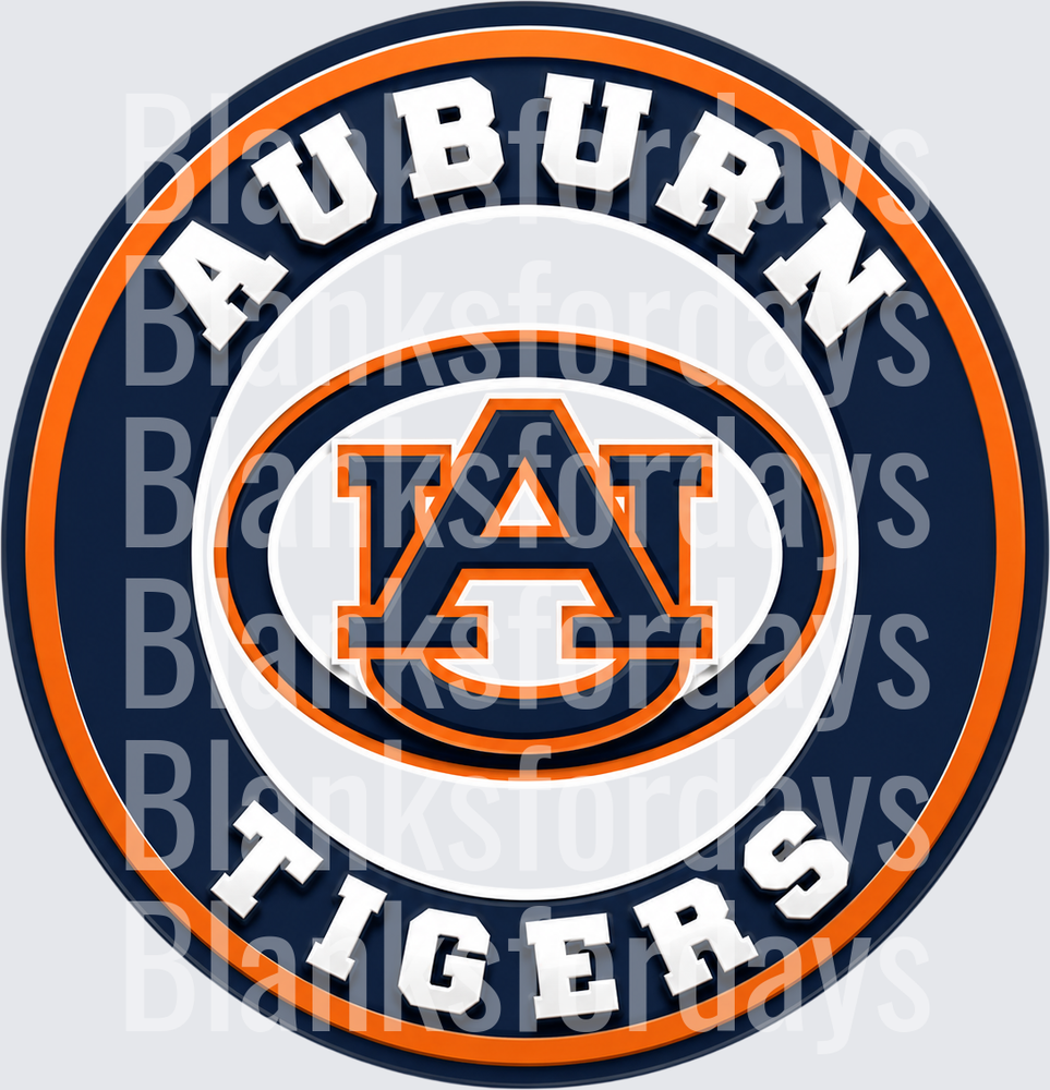 Auburn Tigers Circular Logo Navy Orange AU Emblem (DTF)