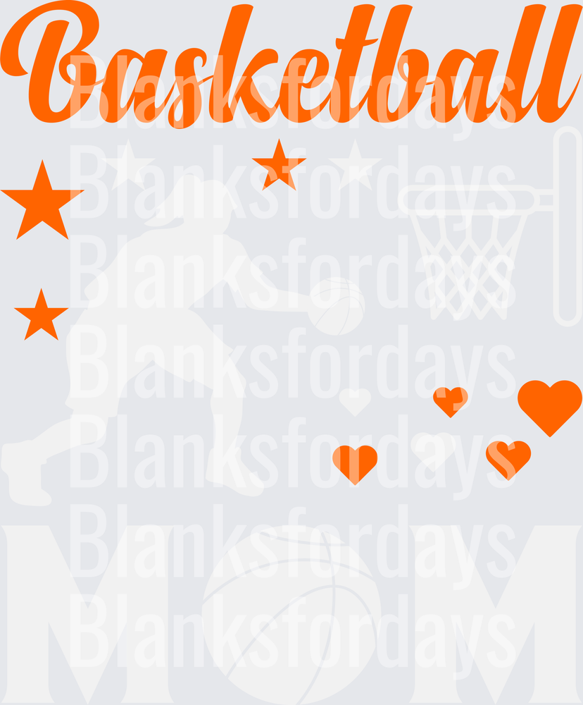 Basketball Mom Script with Stars and Hearts Design (DTF)
