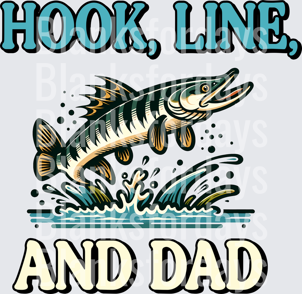 Hook Line And Dad Jumping Muskie Fishing Father's Day Design (DTF)