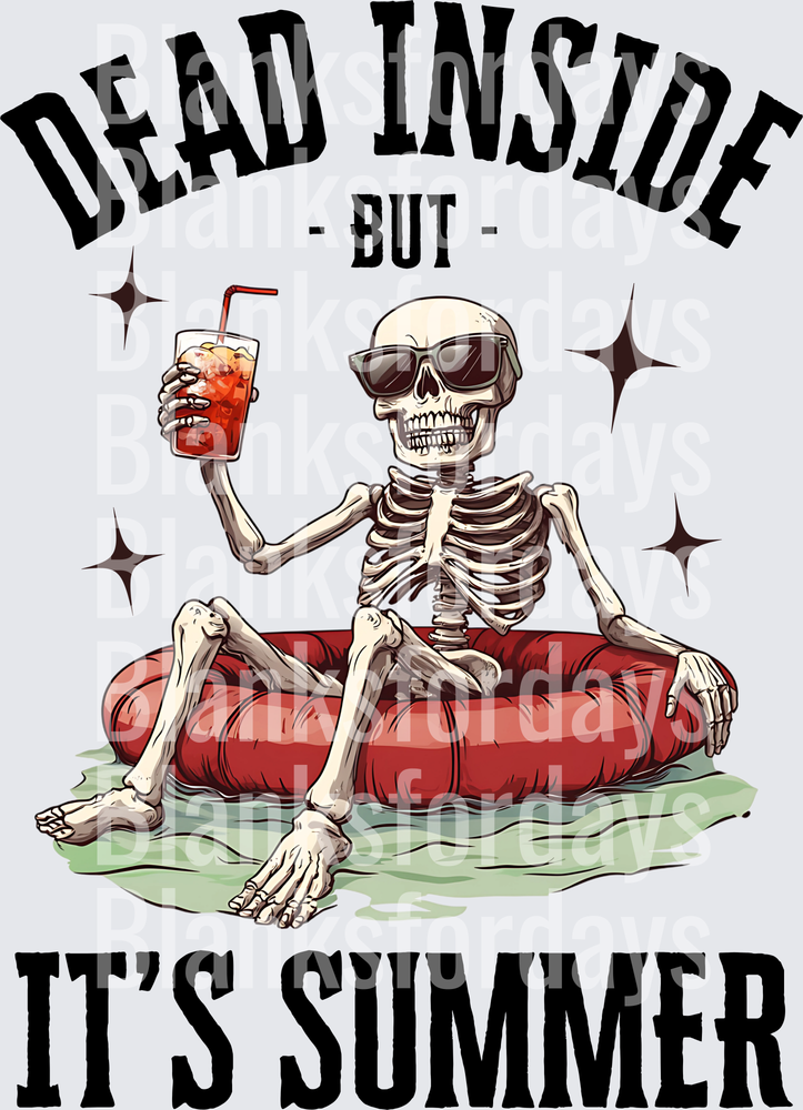 Dead Inside But It's Summer Skeleton Pool Float (DTF)