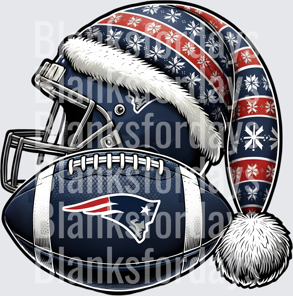 New England Patriots Christmas Santa Hat Helmet Football (DTF)