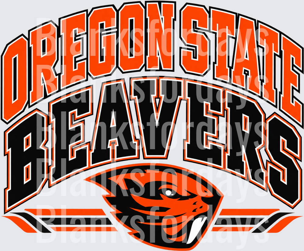 Oregon State Beavers Arched Logo with Beaver Mascot (DTF)