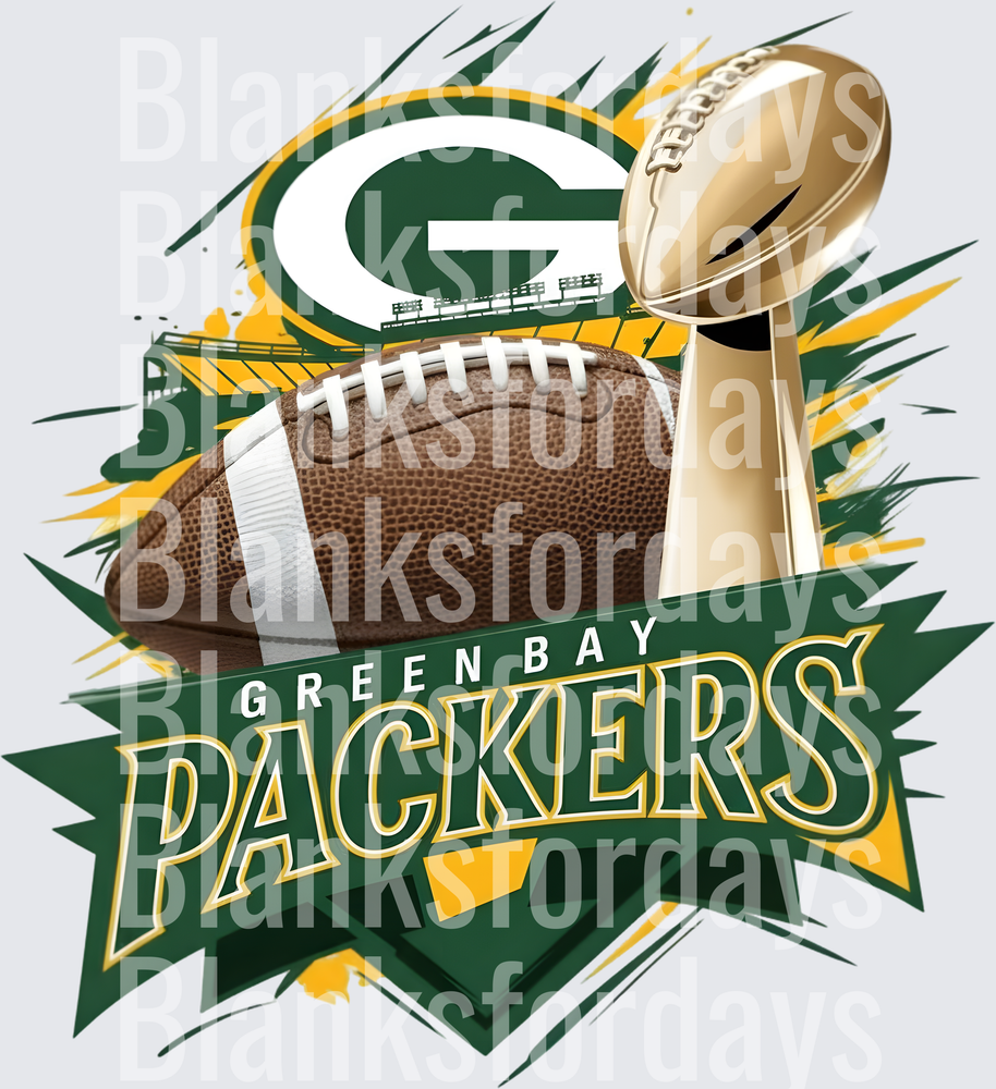 Green Bay Packers Football Trophy Logo Burst Design (DTF)